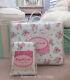 Shabby Pink Roses Chic White Cottage Green Pink Stripe Ruffle Twin Quilt Set