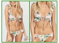 Show me your MUMU Mermaid Palmtini Bikini Bottom M Top S Ruffle Pink Green NWT
