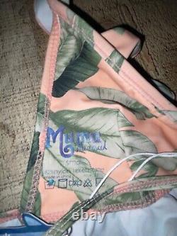 Show me your MUMU Mermaid Palmtini Bikini Bottom M Top S Ruffle Pink Green NWT