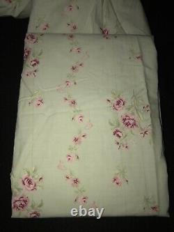 Simply Shabby Chic Baby Rachel Ashwell Pink Roses on Green 3PC Curtain Panels