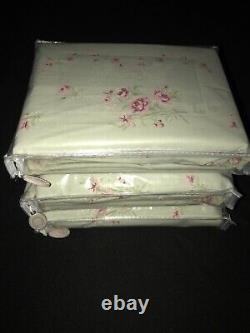 Simply Shabby Chic Baby Rachel Ashwell Pink Roses on Green 3PC Curtain Panels