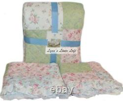 Simply Shabby Chic King Quilt Set 3P Floral Ditsy Ruffle Polyester Pink Green