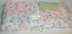 Simply Shabby Chic King Quilt Set 3P Floral Ditsy Ruffle Polyester Pink Green
