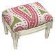 Sketchone Wool Needlepoint Upholstered Footrest Paisley Pink/green