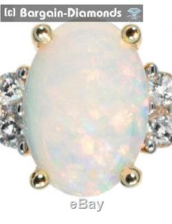 Solid opal diamond 14K gold ring Australian red pink yellow green engagement