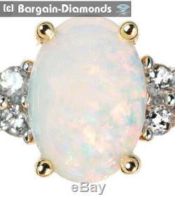 Solid opal diamond 14K gold ring Australian red pink yellow green engagement