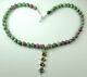 Statement Pink Green Blue Topaz Necklace & Simulated Ruby Zoisite Beads Sterling