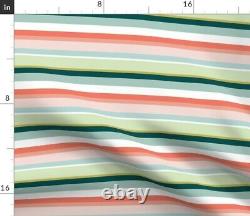 Striped Blue Green Pink Lines Pastel 100% Cotton Sateen Sheet Set by Roostery
