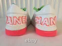 Stunning Designer Womens Chanel SS2020 Style Trainers UK 6 39 Neon Pink Green