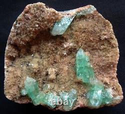 Stunning Green Apophlylite Crystals On Pink Heulandite Matrix Base Specimen Mine