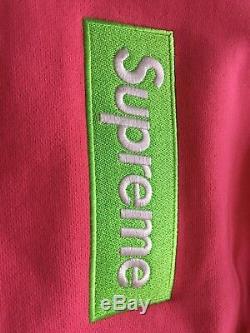 Supreme Box Logo Hoodie (FW17) Green/Pink Large