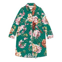 Sz 38 $2800 NEW GUCCI RUNWAY Green PINK FLORAL BLOOMS Cotton QUILTED Jacket COAT