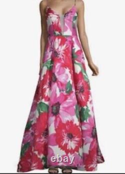 Sz 5 Pink & Green Floral Prom Homecoming Pageant Formal Gown dress WithPockets NWT