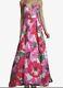Sz 5 Pink & Green Floral Prom Homecoming Pageant Formal Gown Dress Withpockets Nwt