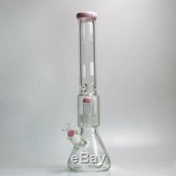 THICK 7MM Glass Beaker Bong with Percolator 16 inches Tall Pink or Green
