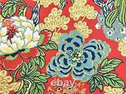 Thibaut Honshu Coral and Green Linen Cotton Red Green Navy Aqua Blue Beige Pink