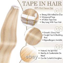 Thick 200g 80pcs Tape In Remy Human Hair Extensions Skin Weft FULL HEAD Straight