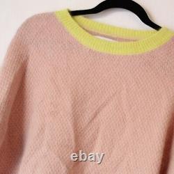 Tonya Taylor 70% Angora Long Sleeve Pink Green Sweater NEW Medium Large M/L