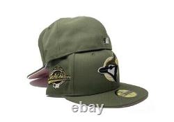 Toronto Blue Jays 1993 Olive Green Pink Brim New Era Fitted Hat Size 7 3/8