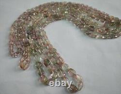 Tourmaline Bi-Colour Pink & Green 4 Strand Natural Gemstone Oval Smooth 215 Ct