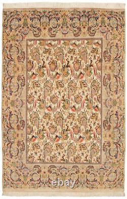 Traditional Hand-Knotted Bordered Carpet 6'2 x 9'2 Wool Area Rug