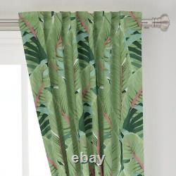 Tropical Banana Leaves White Pink Green 50 Wide Curtain Panel by Spoonflower