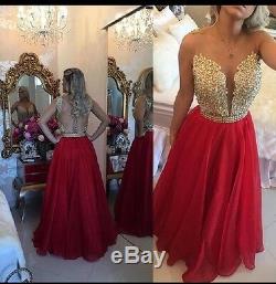 UK Red/green/champagne/black/pink & Gold Formal Prom Evening Dress Sizes 6-20