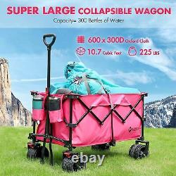 VILLEY Collapsible Wagon with Big Wheels Blue/Green/Pink 225 lbs Load Capacity