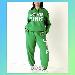VS Pink Happy Camper Green hoodie & joggers size xl