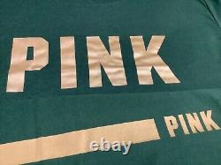 Victoria's Secret Pink SS Tee Shirt + Leggings Set Satin Green Gold Foil XL NWT