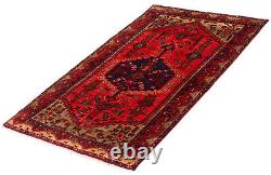 Vintage Bordered Hand-Knotted Area Rug 3'8 x 6'3 Traditional Wool Carpet