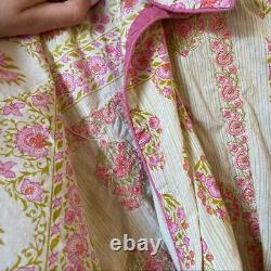 Vintage Cultural Kurta Sheath Floral Pink and Green Sheath Indian Dress