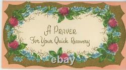 Vintage Pink Green Clover Forget Me Nots Flower Prayer Psalm Greeting Card Print