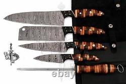 WP-Knives Custom Handmade Damascus Steel Splendid Kitchen Set Knives Lots of 5