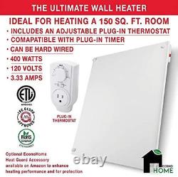 Wall Mount Space Heater Panel with Thermostat Watt Convection Heater Home
