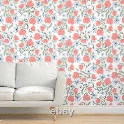 Wallpaper Roll Blue Navy Pink Green Floral Flowers 24in x 27ft