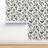 Wallpaper Roll Geometric Pink And Green Vintage Geo Tile Mosaic 24in X 27ft