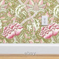 Wallpaper Roll Windrush Green Pink Victorian Botanical 24in x 27ft