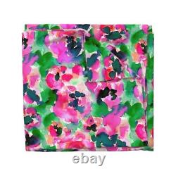 Watercolor Pink And Green Floral Coral Abstract Sateen Duvet Cover by Roostery