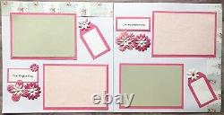 Wedding Anniversary Scrapbook Album 12 by 12, green pink, Ready for 4 by 6 pics