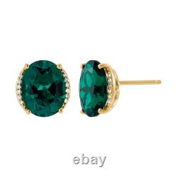Welry Oval Stud Earrings with Diamond Accents in Gold