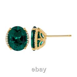 Welry Oval Stud Earrings with Diamond Accents in Gold