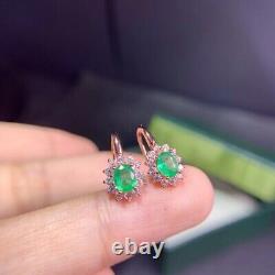 Women's Emerald Dangle Earrings, Natural Emerald Earrings 4x5mm