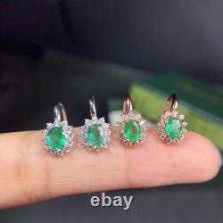 Women's Emerald Dangle Earrings, Natural Emerald Earrings 4x5mm