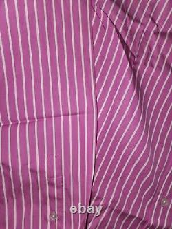 Womens sz 8 Ralph Lauren Purple Label hot pink white Stripe dress Shirt button