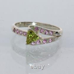 Yellow Green Mali Garnet Pink Sapphire Handmade 925 Silver Ladies Ring size 6.5