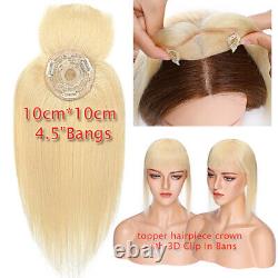 100% Toupée de dessus en cheveux humains Remy pour femme à clipser avec base en soie pour perruques.