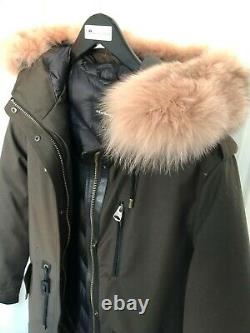 1300 $ New Mackage Chara Down Pink Silver Fox Fur Parka Military Green Jacket Xs