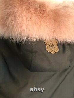 1300 $ New Mackage Chara Down Pink Silver Fox Fur Parka Military Green Jacket Xs