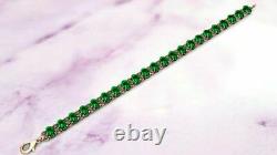15.00ct Oval Cut Vert Emerald Diamond Bracelet De Tennis 14k Rose Or Finition